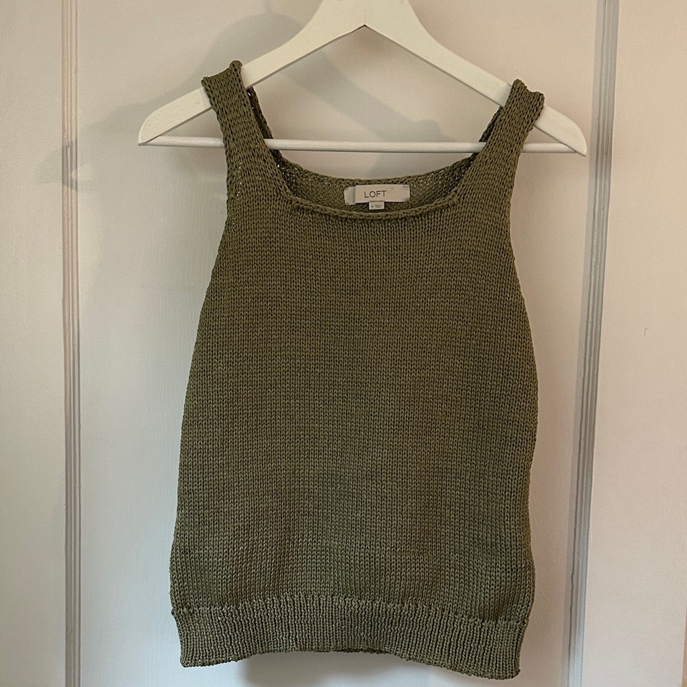 LOFT Sage Green Sleeveless Knit Top